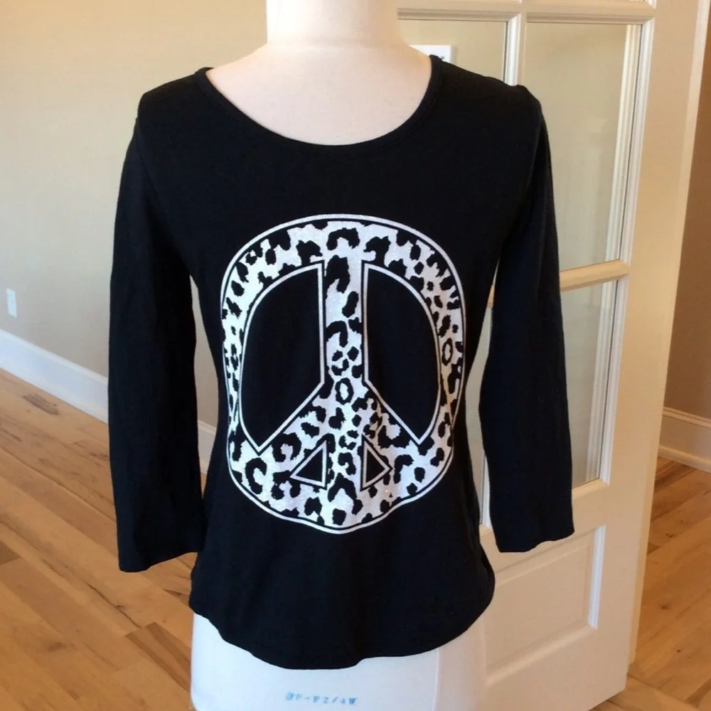 Justice Peace Shirt Black Long Sleeve Cotton